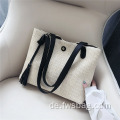 NEU RETRO Casual Foldable Cord Strow Tote Bag Weben Sie Umhängetaschen handgewebte Geldbörse für den täglichen Gebrauch